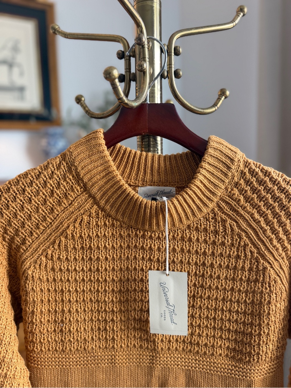 NWT Textured Knit Women's Sweater in Mustard